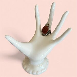 Elegant Silver and Brown Women's Ring